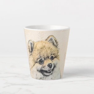 Pomeranian (Orange) Painting - Original Dog Art Latte Mug