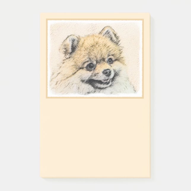 Pomeranian (Orange) Painting - Original Dog Art Post-it Notes (Front)