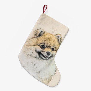Pomeranian (Orange) Painting - Original Dog Art Small Christmas Stocking
