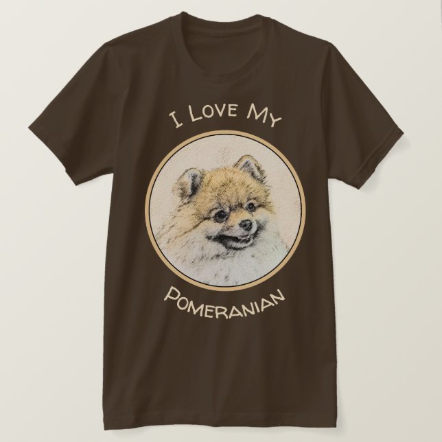 Pomeranian (Orange) Painting - Original Dog Art T-Shirt (Design Front)