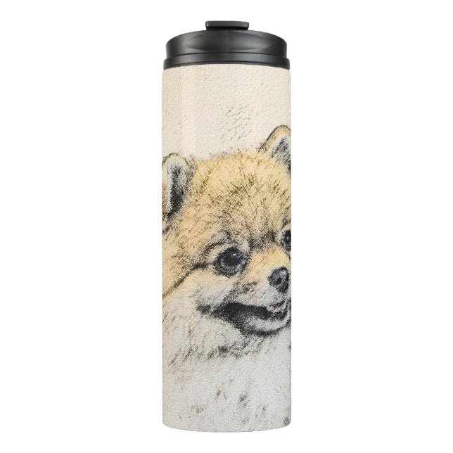 Pomeranian (Orange) Painting - Original Dog Art Thermal Tumbler (Front)