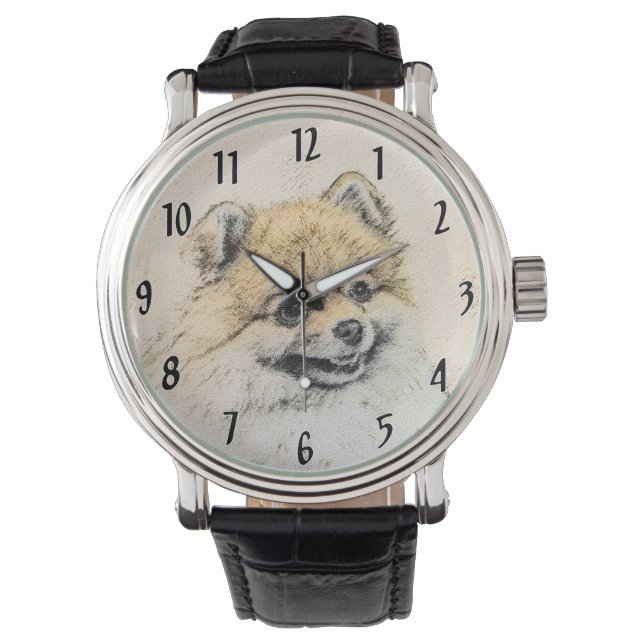 Pomeranian (Orange) Painting - Original Dog Art Watch (Front)