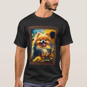 Pomeranian Painting Sunflower Flower Mum Women Flo T-Shirt