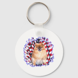 Pomeranian Patriot Key Ring