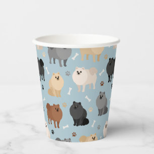 Pomeranian Paw-prints and Dog Bones Paper Cups