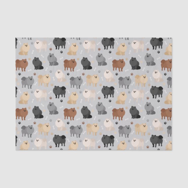 Pomeranian Paw-prints and Dog Bones Tissue Paper (Front)