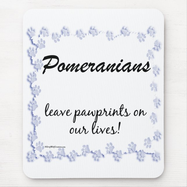 Pomeranian Pawprints Mouse Pad (Front)