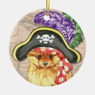 Pomeranian Pirate Ceramic Tree Decoration