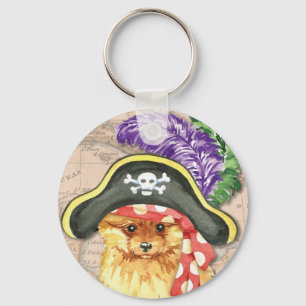 Pomeranian Pirate Key Ring