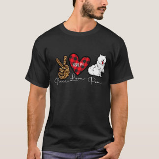 Pomeranian Plaid Peace Love Cute Dog T-Shirt
