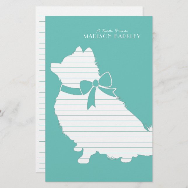 Pomeranian Pom Dog Puppy Stationery (Front/Back)