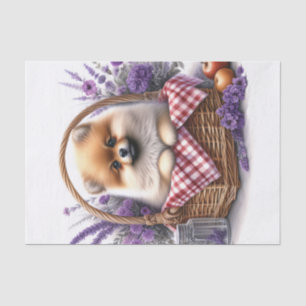 Pomeranian Puppy Dog Watercolor Floral Decoupage Tissue Paper