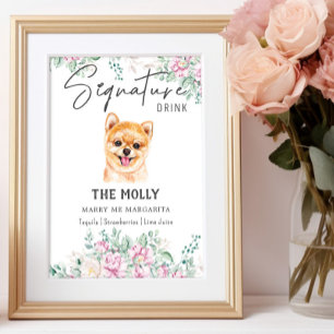 Pomeranian Puppy Wedding Signature Drink Sign