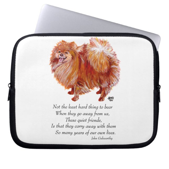 Pomeranian Rainbow Bridge Laptop Sleeve (Front)