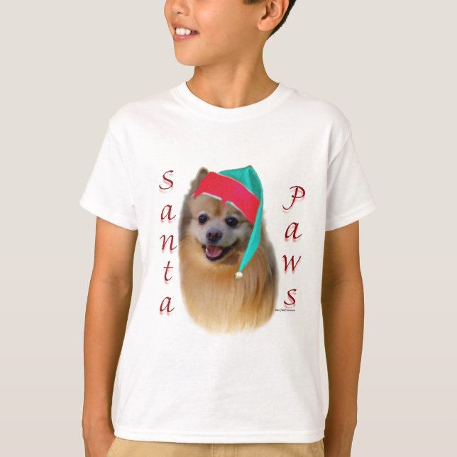 Pomeranian Santa Paws T-Shirt (Front)