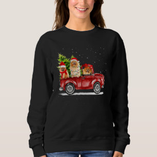 Pomeranian Santa Red Truck Snow Christmas Tree Paj Sweatshirt