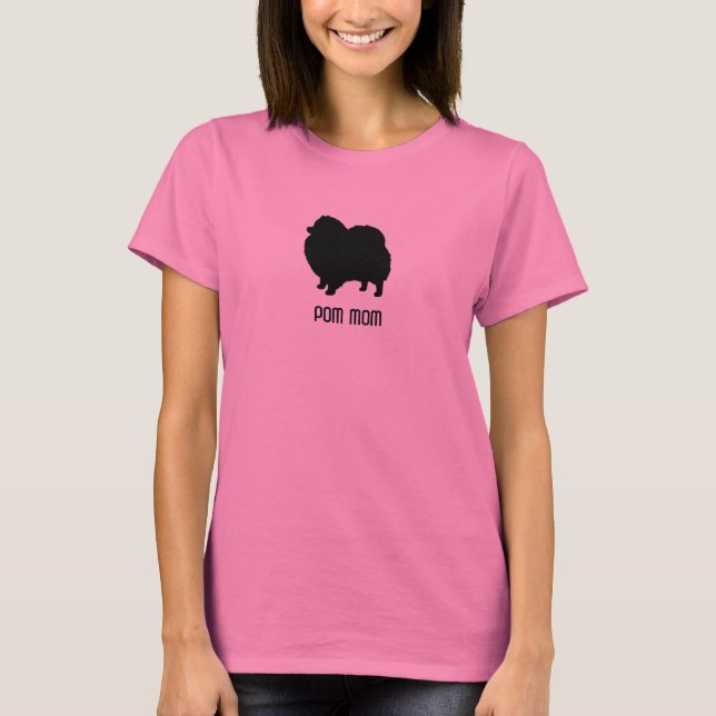 Pomeranian Silhouette - Pom Mum - Dog Lover T-Shirt (Front)