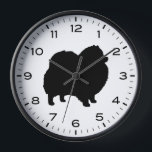 Pomeranian Silhouette with Numbers and Minutes Clock<br><div class="desc">A fun wall clock for the home or office. Makes an original gift for Pom lovers. Check out Jenn’s Doodle World for even more decorative clocks and Pomeranian themed home decor.</div>