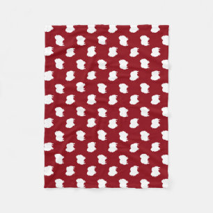 Pomeranian Silhouettes Pattern Red Fleece Blanket