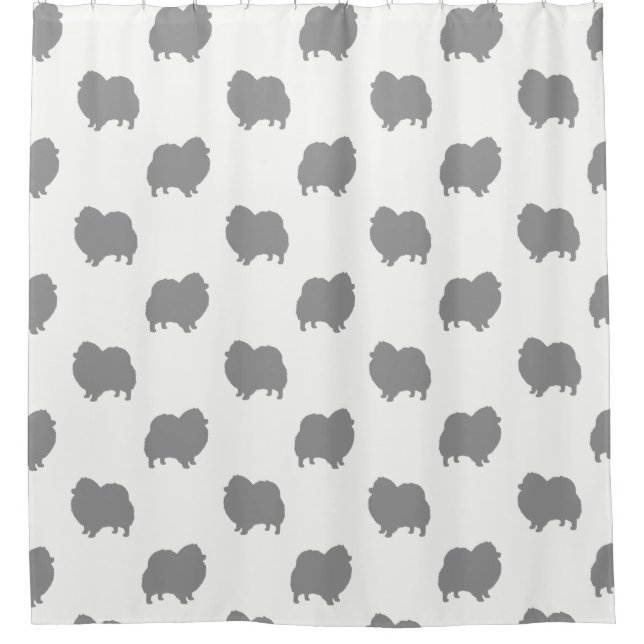 Pomeranian Silhouettes Pattern Shower Curtain (Front)