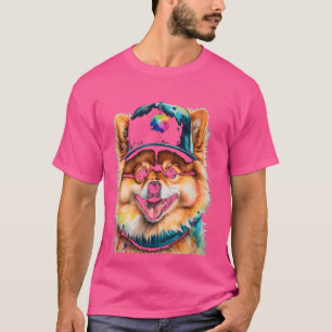 Pomeranian Snapback Cap Dog Funny Animal Art Print T-Shirt