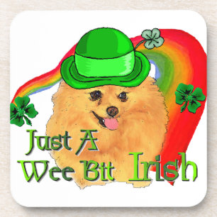 Pomeranian St Patricks Day Coaster