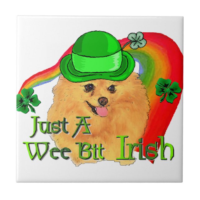 Pomeranian St Patricks Day Tile (Front)
