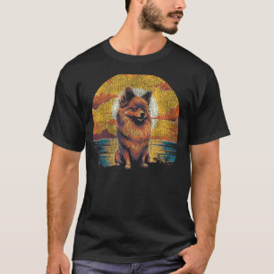 Pomeranian Sunset Vintage Retro Style T-Shirt