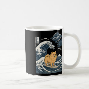 Pomeranian Surfing Japanese Wave _2 Coffee Mug