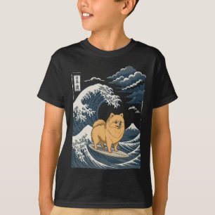 Pomeranian Surfing Japanese Wave _2 T-Shirt
