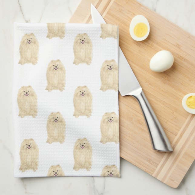 Pomeranian Tea Towel (Quarter Fold)