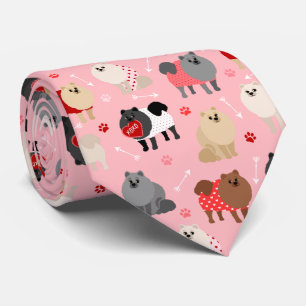 Pomeranian Valentine Pattern Tie