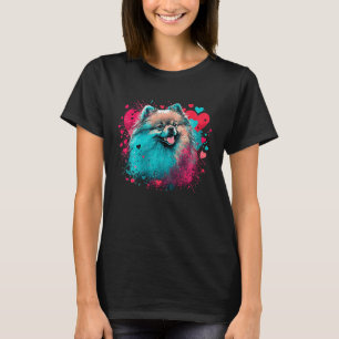 Pomeranian Valentines Day Cute Dog Heart Silhouet T-Shirt