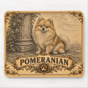 Pomeranian, Vintage Heritage Dog Mouse Pad