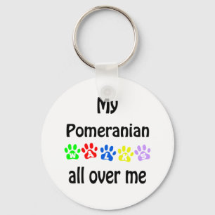 Pomeranian Walks Design Key Ring