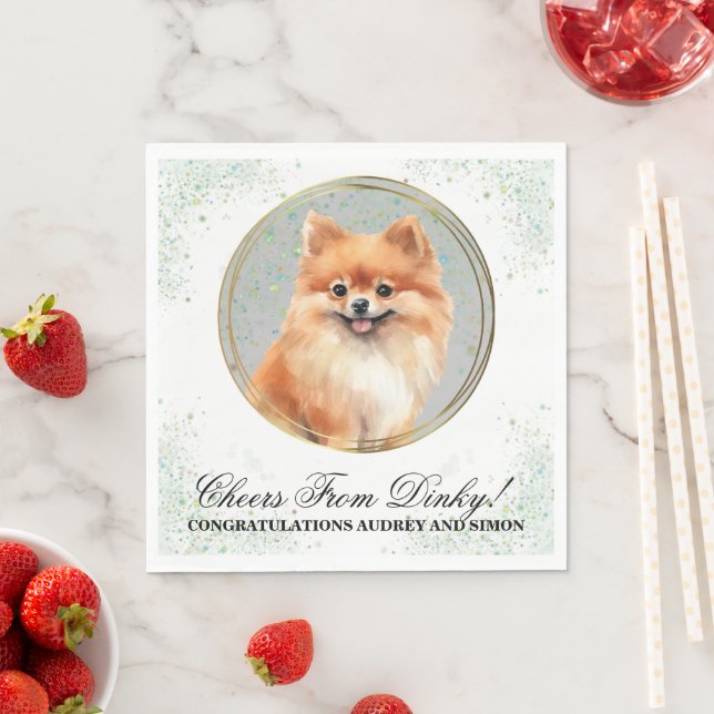 Pomeranian Wedding Napkins With Dogs Photo (Insitu)