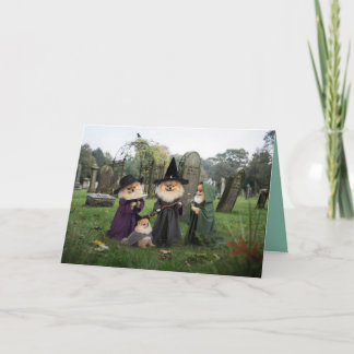 Pomeranian Witch Halloween Card