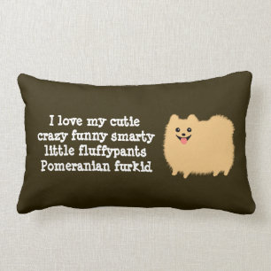 Pomeranian with Custom Text - "I love my cutie..." Lumbar Cushion