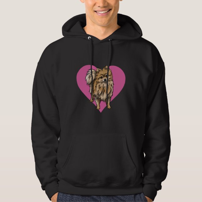 Pomeranian With Hearts Valentine Dogs Valentine S  Hoodie (Front)