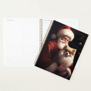 Pomeranian With Santa Claus Festive Christmas  Planner