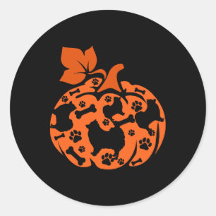 Pomeranians Cute Pumpkin Shape Halloween Thanksgiv Classic Round Sticker