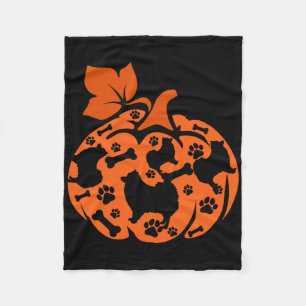 Pomeranians Cute Pumpkin Shape Halloween Thanksgiv Fleece Blanket