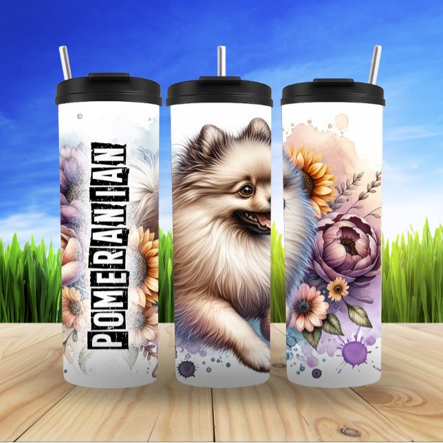 Pomeranian's Fluffy Floral Dream Thermal Tumbler (Creator Uploaded)