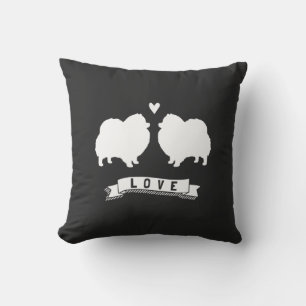 Pomeranians Love - Dog Silhouettes w/ Heart Cushion