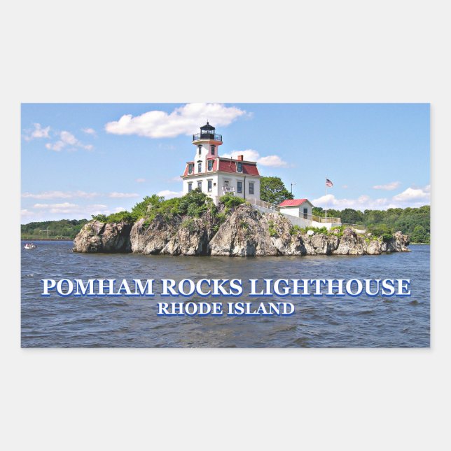 Pomham Rocks Lighthouse, Rhode Island Rectangular Sticker (Front)