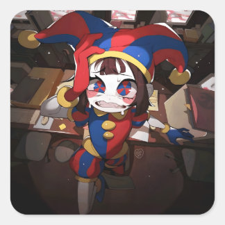 Pomni (The Amazing Digital Circus) - Anxious Offic Square Sticker