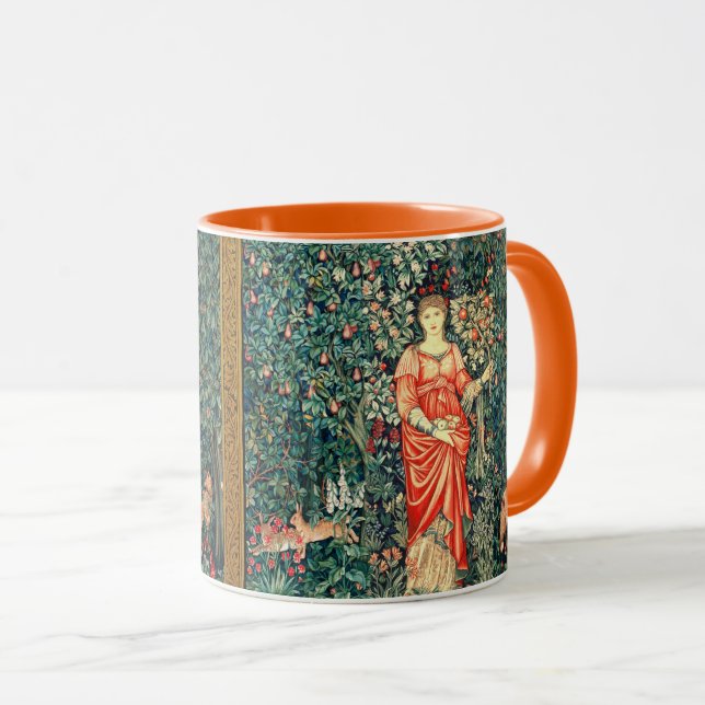 POMONA HOLDING FRUITS IN GREENERY, FOREST ANIMALS  MUG (Front Right)