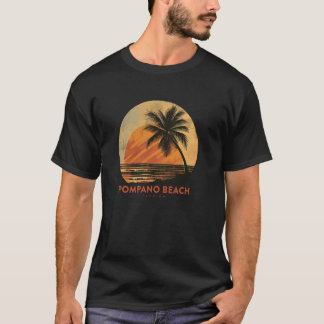 Pompano Beach Florida FL Sunset Palm Trees Family  T-Shirt