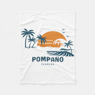 Pompano Beach Florida Summer Vacation Vintage 70's Fleece Blanket