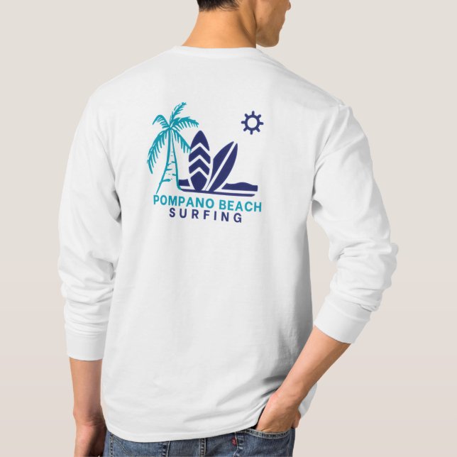 Pompano Beach Florida Surfing T-Shirt (Back)